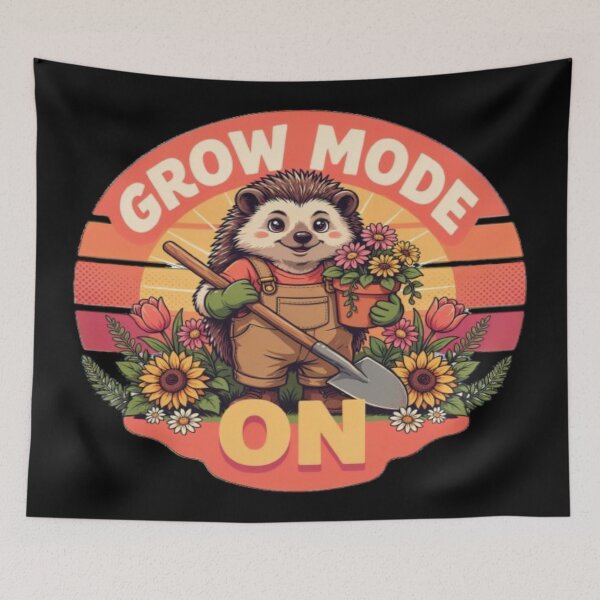 Item preview, Grow Mode On Hedgehog Gardening Illustration designed and sold by DailySparks.