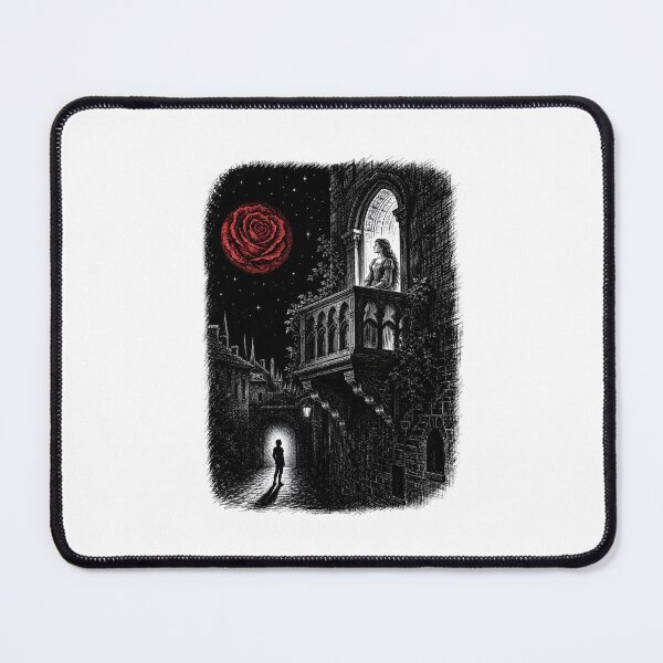 Item preview, Romeo and Juliet Rose Moon Night Balcony Engraving designed and sold by Fenay Designs.