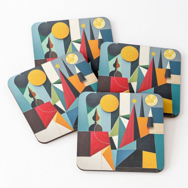Item preview, Multicolor Cubist Illustration | Abstract Triangles and Circles designed and sold by RAISC.
