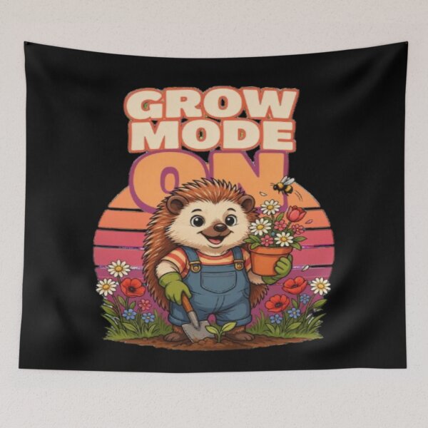 Item preview, Grow Mode On Hedgehog Gardening Illustration designed and sold by DailySparks.