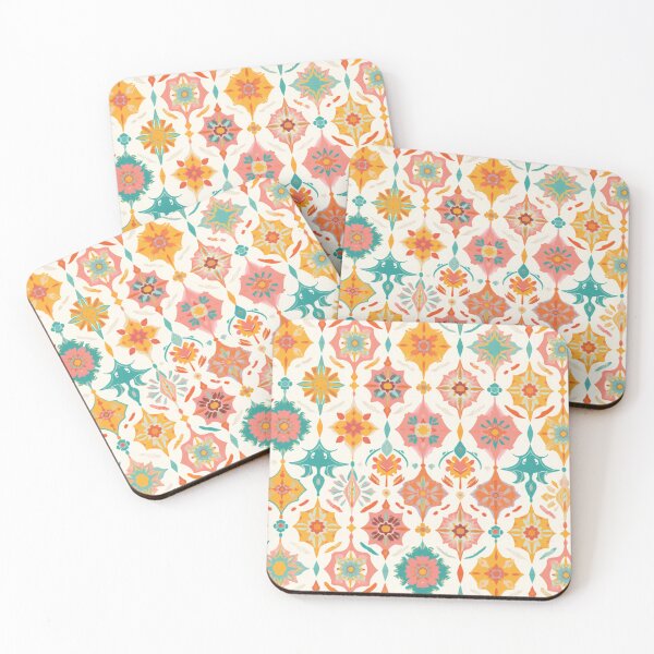 Item preview, Pastel Boho Floral Tile Pattern – Mediterranean Inspired Geometric Design designed and sold by My Gluten Free Life UK.