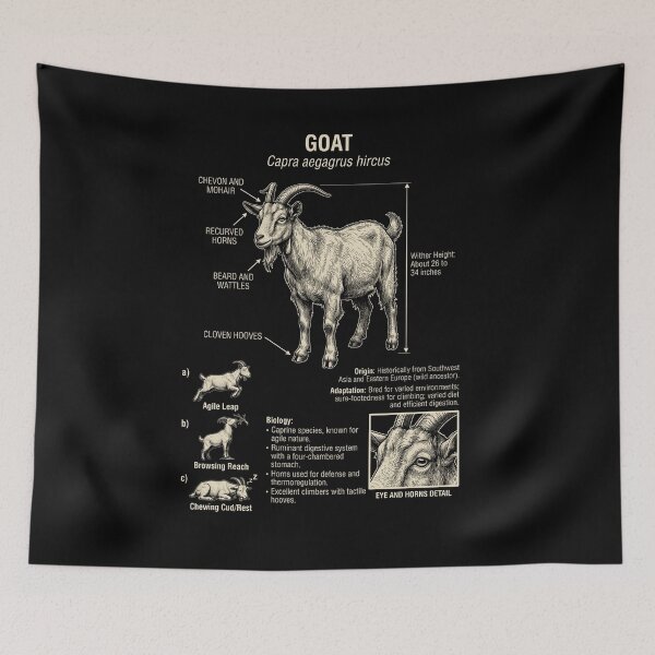 Item preview, Goat Scientific Anatomy Biology Animal Lover designed and sold by Kimberley King Art  King Art.