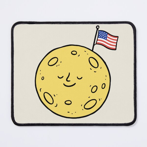 Item preview, Cute Yellow Moon with American Flag Minimal Space Design designed and sold by American Spirit.