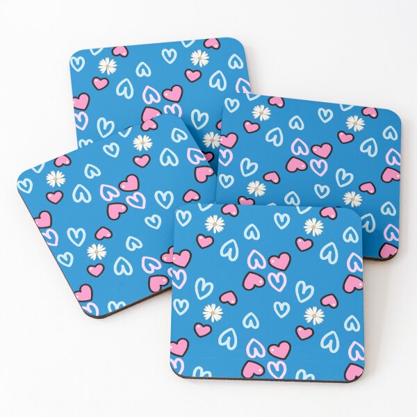Item preview, Sweet Heart & Daisy Doodle Pattern in Electric Blue designed and sold by SeJaa.