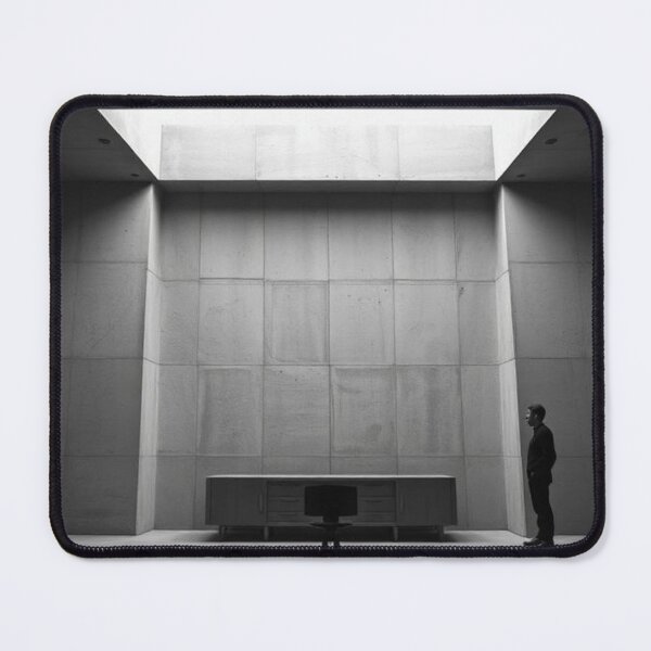 Item preview, Silhouette of a Man Observing a Concrete Structure | Minimalist Urban Art designed and sold by RAISC.