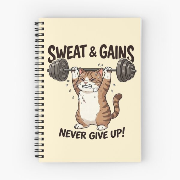 Item preview, Sweat & Gains Cat – Funny Fitness Motivation designed and sold by Dogandesighn.