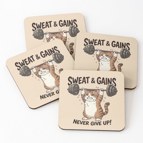 Item preview, Sweat & Gains Cat – Funny Fitness Motivation designed and sold by Dogandesighn.