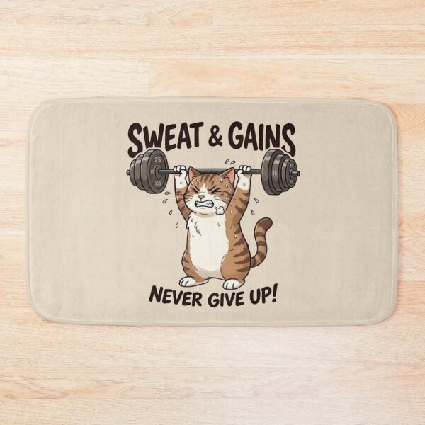 Item preview, Sweat & Gains Cat – Funny Fitness Motivation designed and sold by Dogandesighn.