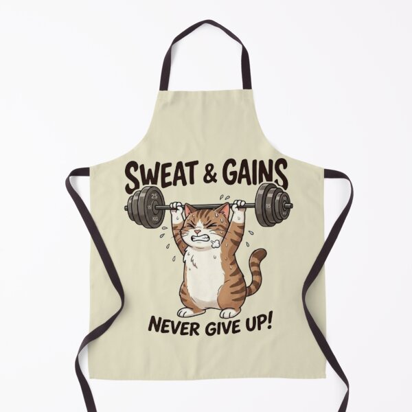 Item preview, Sweat & Gains Cat – Funny Fitness Motivation designed and sold by Dogandesighn.
