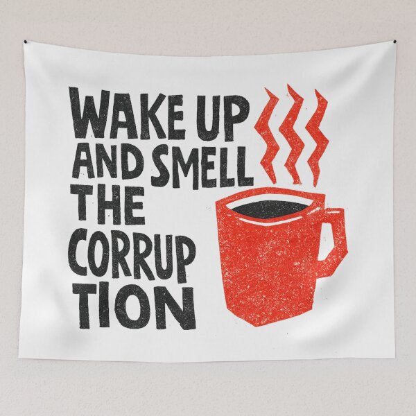 Item preview, Wake Up and Smell the Corruption - Anti Trump Linocut designed and sold by Hope & Riot.