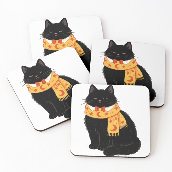Item preview, Black Cat Sticker | Cozy Fall Cat designed and sold by AillustriaAK.