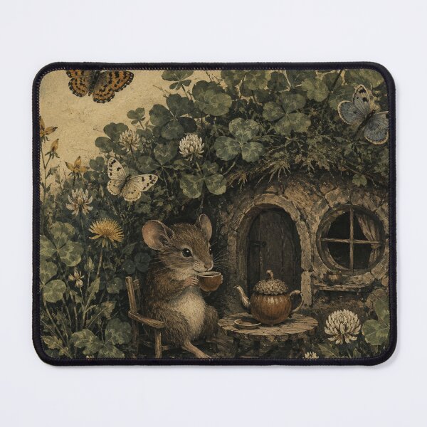 Item preview, Clover Cottage - Cottagecore Wood Mouse Animal Art designed and sold by bapupa.