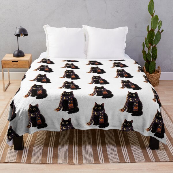 Item preview, Black Cat Sticker | Cozy Fall Cat designed and sold by AillustriaAK.