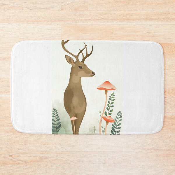 Item preview, Minimalist Watercolor Deer and Toadstool Mushrooms designed and sold by Vida e Arte.