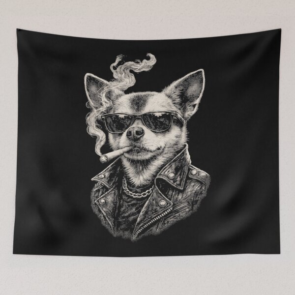 Item preview, Rebel Chihuahua Dog Sunglasses Leather Jacket Pet Owner designed and sold by AmaXONIC.