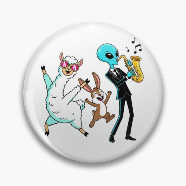 Item preview, Dancing Lama Rabbit & Alien Sax – Whimsical Music Design designed and sold by Dogandesighn.