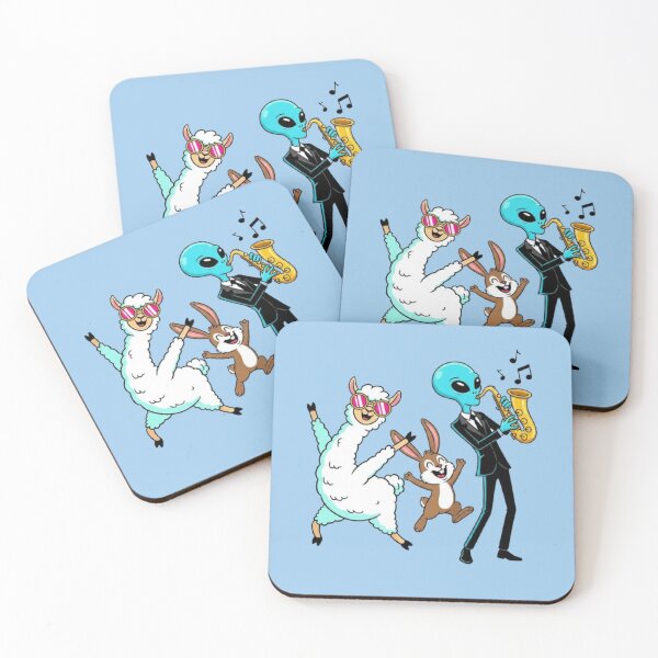 Item preview, Dancing Lama Rabbit & Alien Sax – Whimsical Music Design designed and sold by Dogandesighn.
