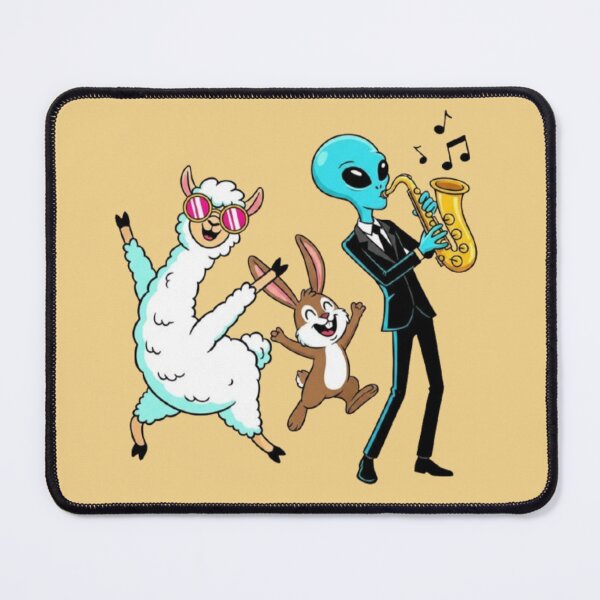 Item preview, Dancing Lama Rabbit & Alien Sax – Whimsical Music Design designed and sold by Dogandesighn.