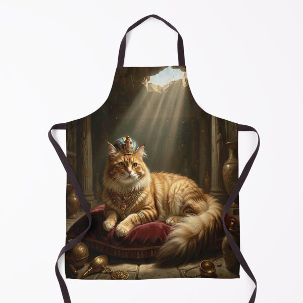 Item preview, Majestic Persian cat with golden pharaoh's crown in a mystical temple scene designed and sold by FotoworldEdel.