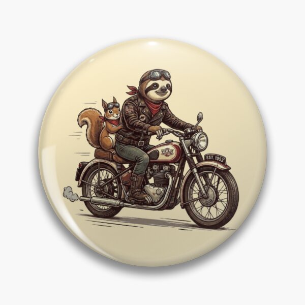 Item preview, Vintage Speed Sloth & Squirrel – Retro Biker Animals designed and sold by Dogandesighn.