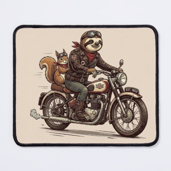 Item preview, Vintage Speed Sloth & Squirrel – Retro Biker Animals designed and sold by Dogandesighn.