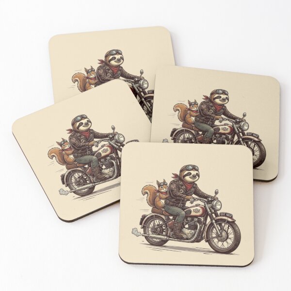 Item preview, Vintage Speed Sloth & Squirrel – Retro Biker Animals designed and sold by Dogandesighn.