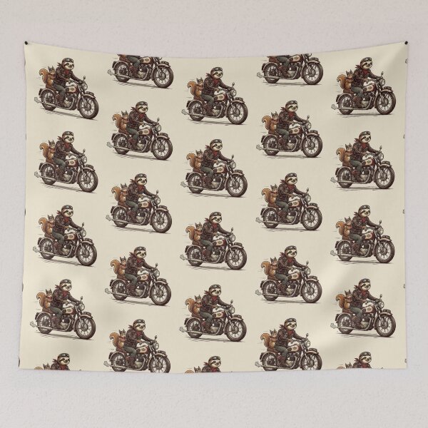 Item preview, Vintage Speed Sloth & Squirrel – Retro Biker Animals designed and sold by Dogandesighn.