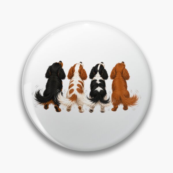 Item preview, Four Happy Wagging Tails | Cavalier King Charles Spaniel Watercolor Art designed and sold by SakuraWaStyle.