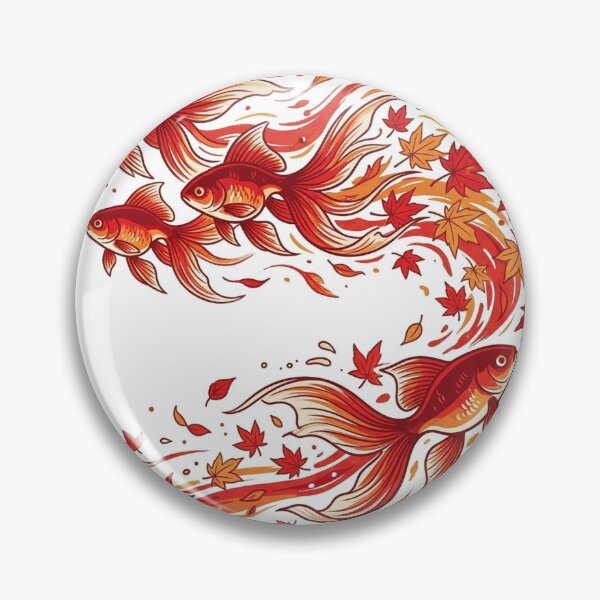 Item preview, Flowing Japanese Goldfish and Autumn Maple Leaves - Wa-Modern Art designed and sold by Hikariha Studio.