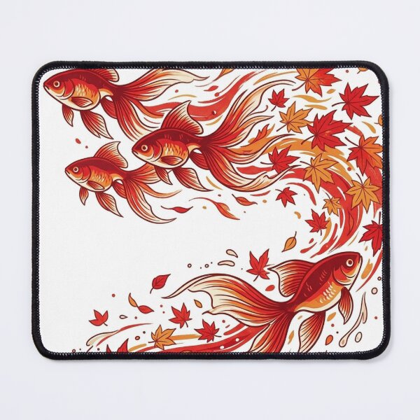 Item preview, Flowing Japanese Goldfish and Autumn Maple Leaves - Wa-Modern Art designed and sold by Hikariha Studio.