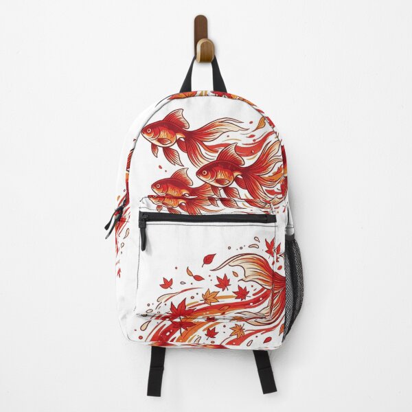Item preview, Flowing Japanese Goldfish and Autumn Maple Leaves - Wa-Modern Art designed and sold by Hikariha Studio.