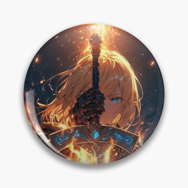 Item preview, Saber | Flaming Sword Knight Anime Warrior – Legendary Armor Hero, Epic Fantasy Battle Art designed and sold by Dyan4.