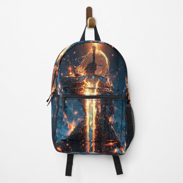 Item preview, Saber | Flaming Sword Knight Anime Warrior – Legendary Armor Hero, Epic Fantasy Battle Art designed and sold by Dyan4.