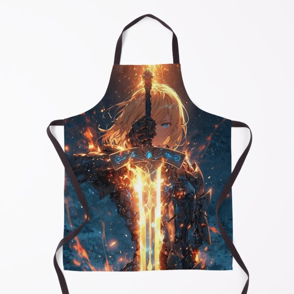 Item preview, Saber | Flaming Sword Knight Anime Warrior – Legendary Armor Hero, Epic Fantasy Battle Art designed and sold by Dyan4.