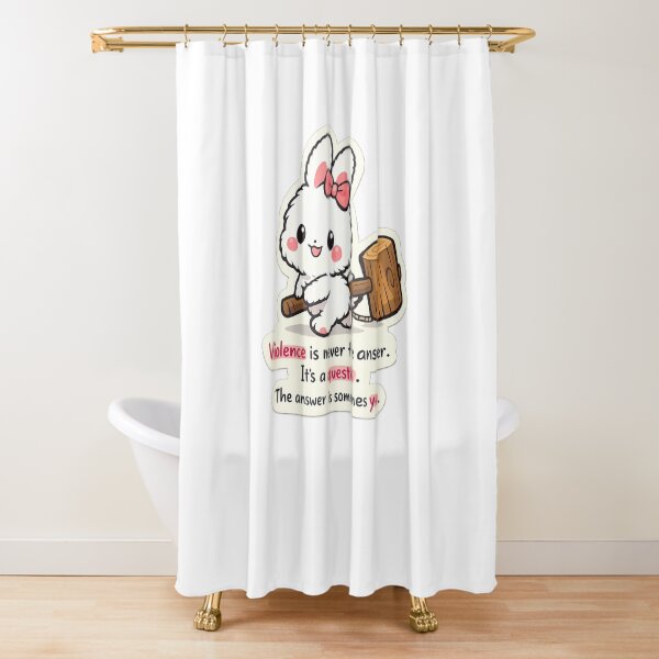 Item preview, Cute Bunny Wooden Mallet Violence Is Never The Answer Sticker designed and sold by MIROUZ2000.