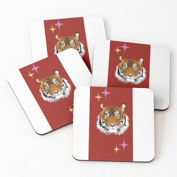 Item preview, Vintage Retro Tiger with Sparkles Crimson Red Design designed and sold by MyArtDream.