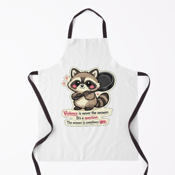 Item preview, Funny Raccoon Frying Pan Violence Is A Question Sticker designed and sold by MIROUZ2000.