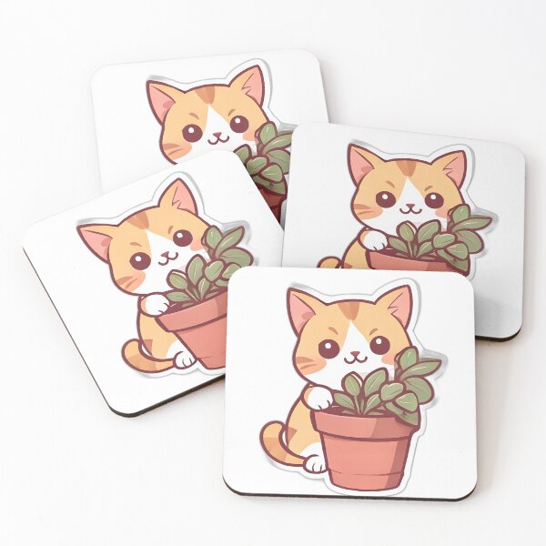 Item preview, Kawaii Plant Cat Aesthetic Illustration designed and sold by rostomaxa.