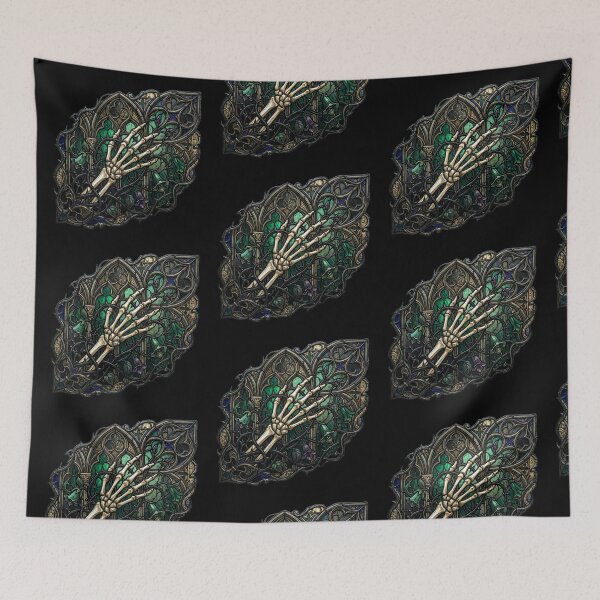 Item preview, Gothic Stained Glass Diagonal Skeleton Hand Art designed and sold by David Mateo ArtWorks.