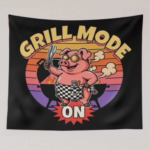 Item preview, Grill Mode On Pig Grilling Illustration designed and sold by DailySparks.