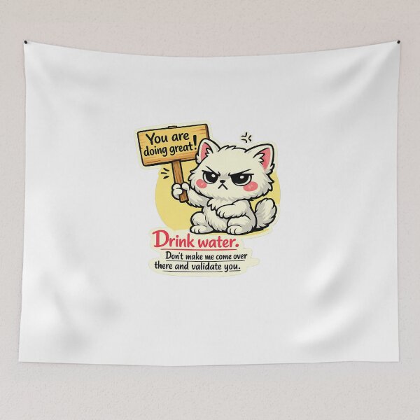 Item preview, Aggressive Motivation Cute Cat You Are Doing Great Sticker designed and sold by MIROUZ2000.