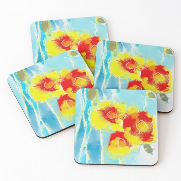 Item preview, Bright Abstracted Floral Yellow Blue Red Green designed and sold by BuckaBaby.
