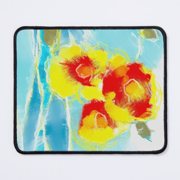 Item preview, Bright Abstracted Floral Yellow Blue Red Green designed and sold by BuckaBaby.