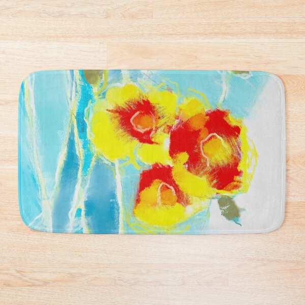 Item preview, Bright Abstracted Floral Yellow Blue Red Green designed and sold by BuckaBaby.