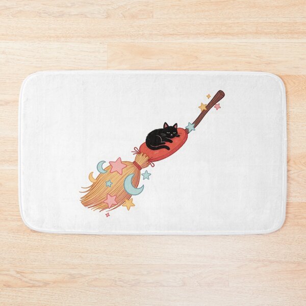 Item preview, Black Cat on Broom Sticker | Cute Halloween Cat designed and sold by AillustriaAK.
