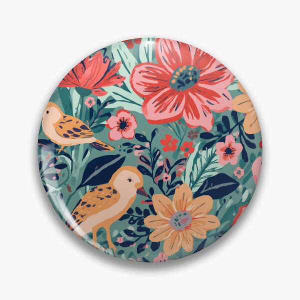 Item preview, Vintage Garden Birds & Blooms Pattern – Cottagecore Floral Illustration designed and sold by My Gluten Free Life UK.
