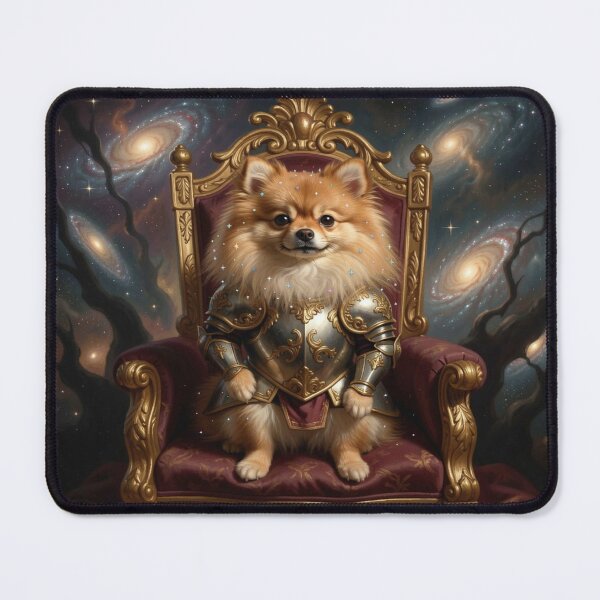 Item preview, Baroque Pomeranian dog as royal ruler of the cosmos on a majestic throne designed and sold by FotoworldEdel.