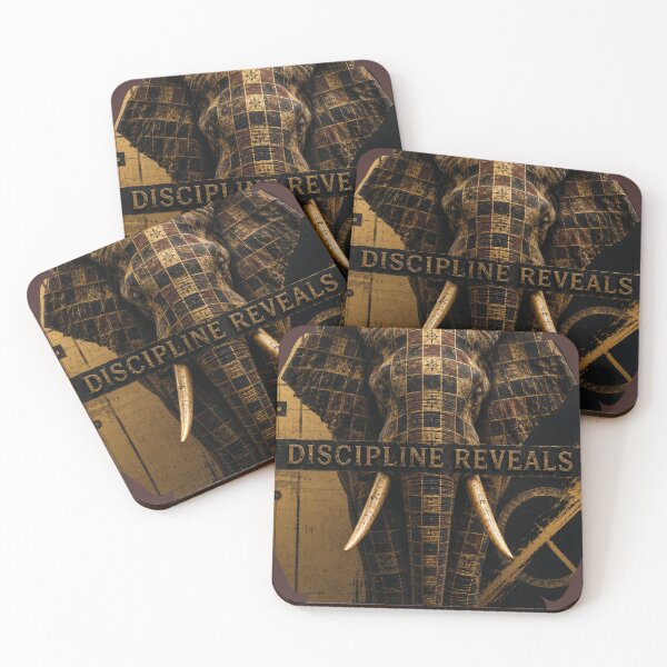 Item preview, Master Craftsman Discipline Reveals Elephant Gold Grid Graphic T-Shirt designed and sold by SavannaStrikes.