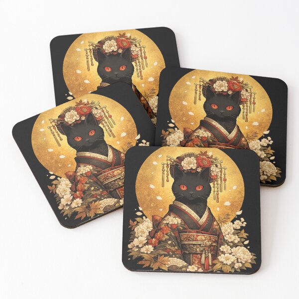 Item preview, Japanese Black Cat Kimono designed and sold by afr-saad.