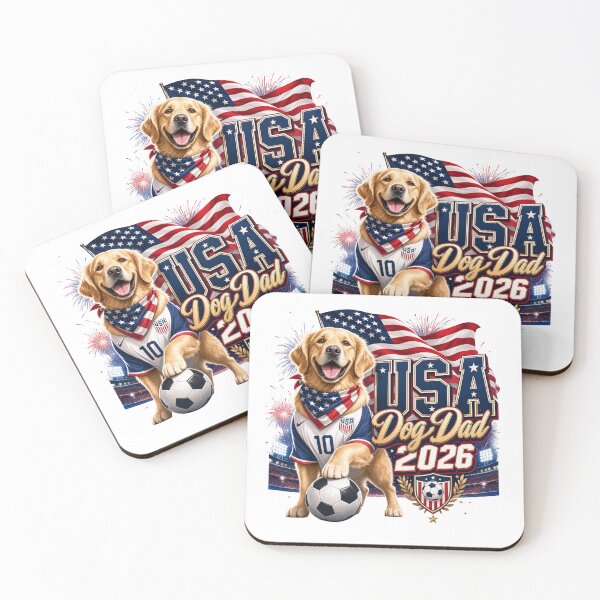 Item preview, USA Dog Dad 2026 Patriotic Golden Retriever World Cup T-Shirt designed and sold by Ashley critters.